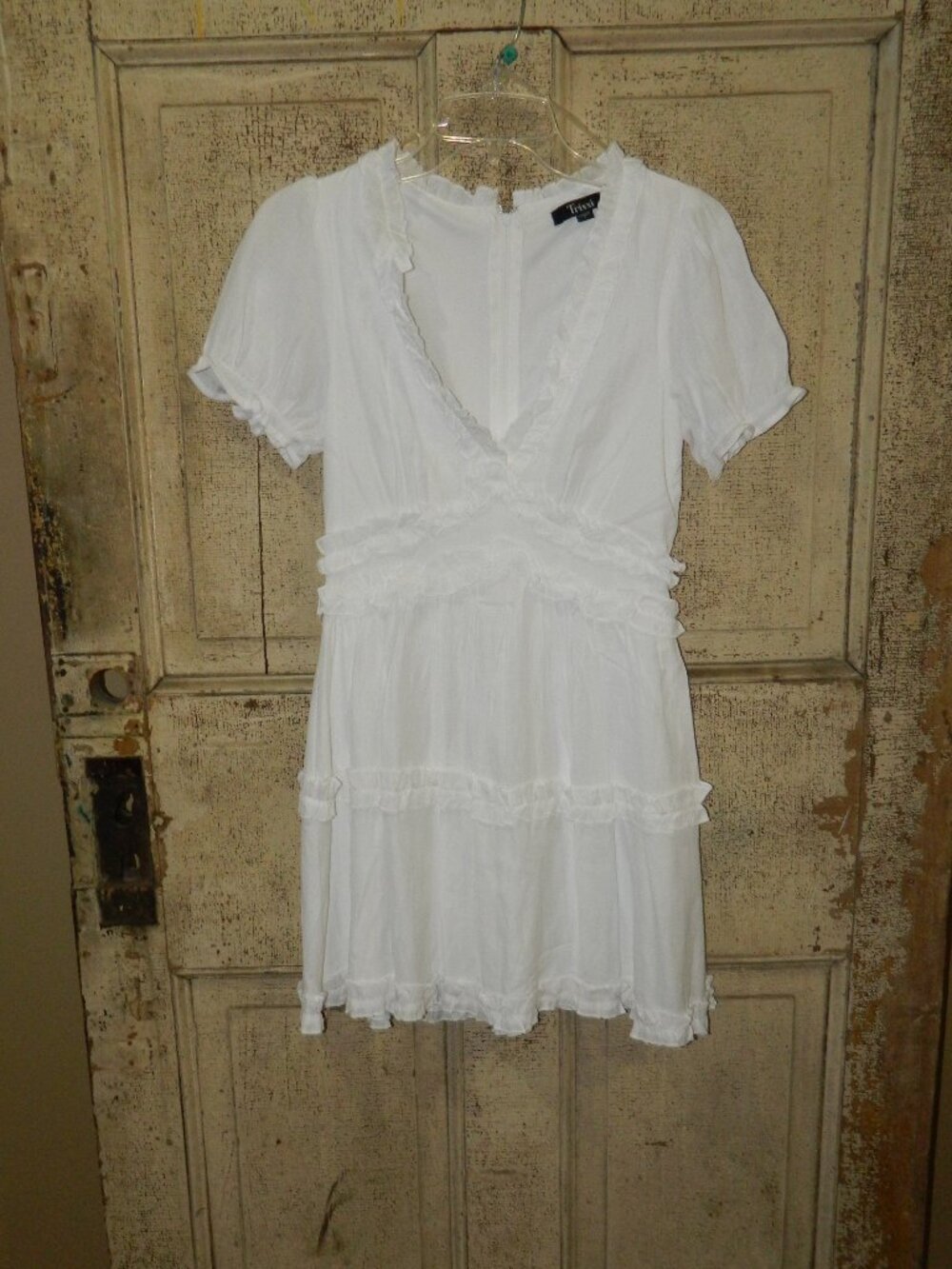 Trixxi White Ruffle Layered Dress Sz S (UU-9)
